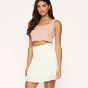 NWT SIZE L Lost + Wander Elegant White Mini Skirt